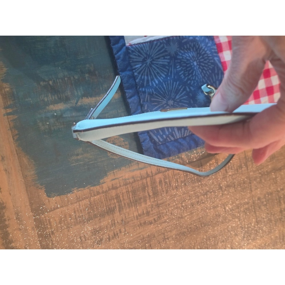 Kate Spade New York Leather Wristlet Light Blue Zip Top Pouch Card Slot - Picture 5 of 7